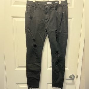 Size 30 black distressed skinny jeans
